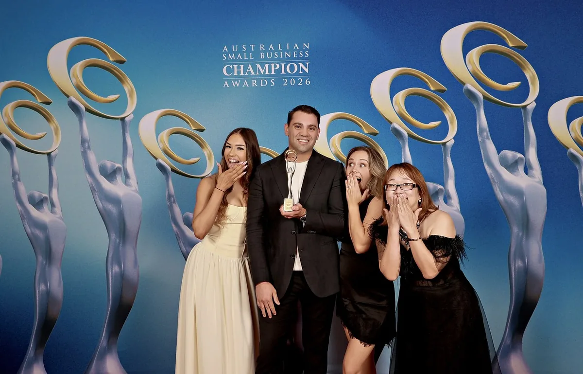 Thomas Tamine with the team at the 2026 Australian Small Business Champion Awards